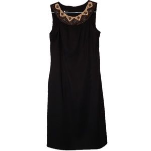 AB black Wooden beaded neckline lbd.